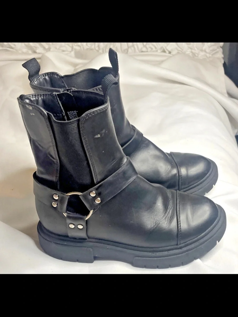 SIZE 1Y- Girls-BLACK ZIP UP BOOTS ART CLASS BUCKLE CROSBY BOOTS STRETCH